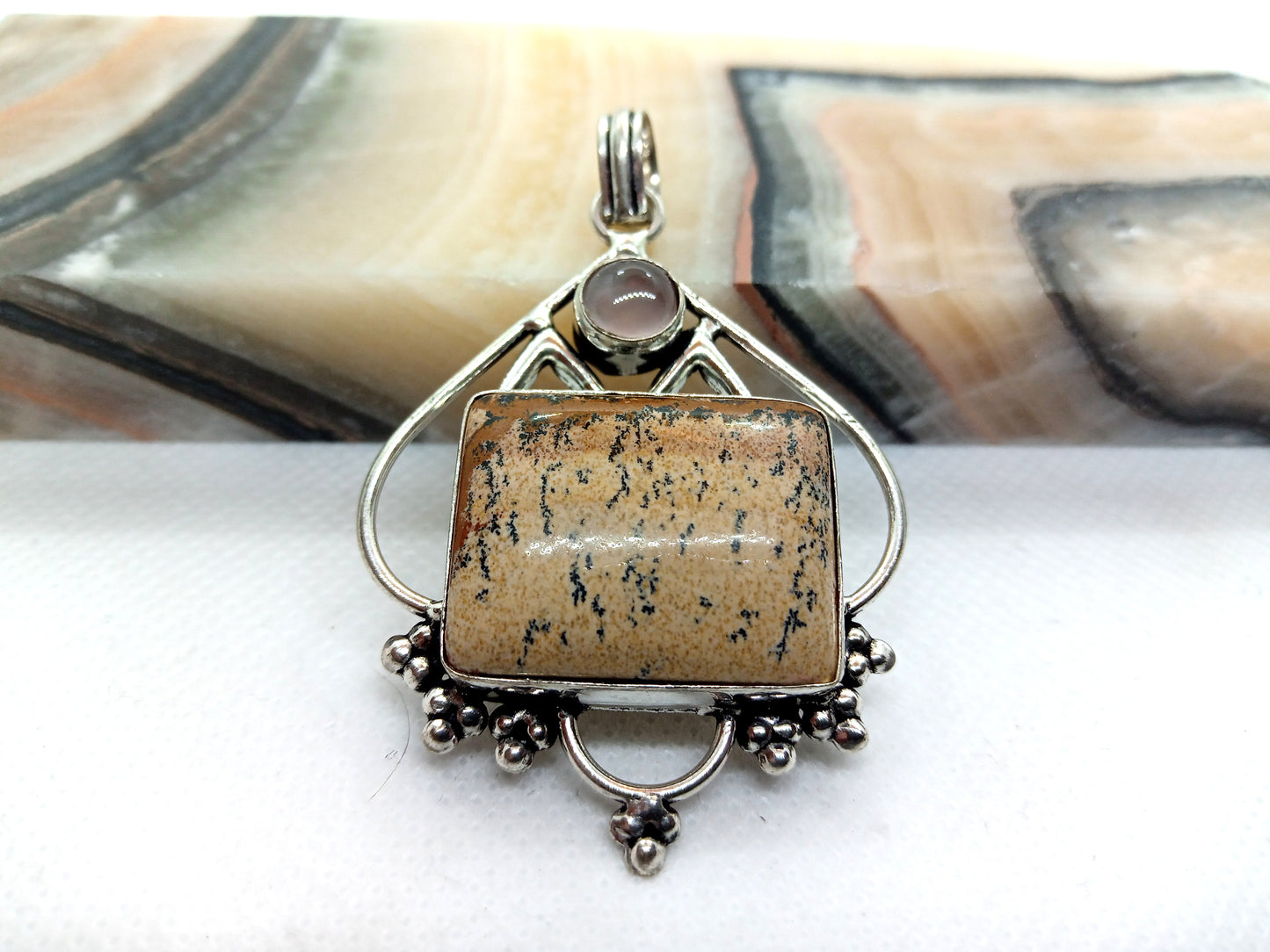 Jasper and moonstone pendant