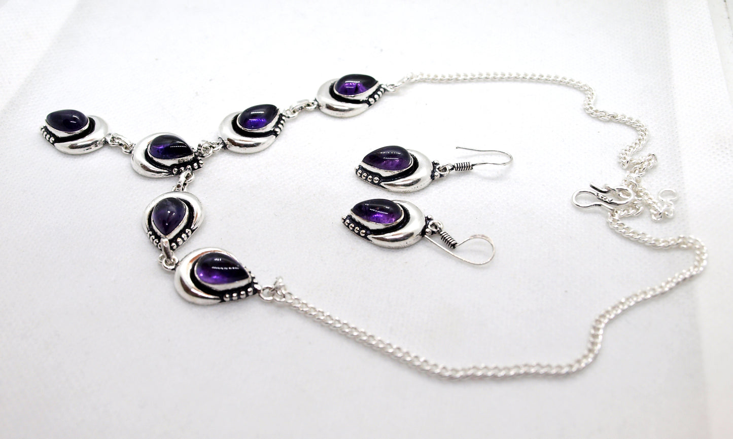 Amethyst necklace and earrings set