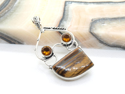 Tiger eye and citrine pendant